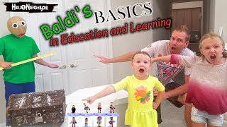 Baldi's Basics in Real Life Hello Neighbor Statues Toy Scavenger Hunt! Blind Bags!!!