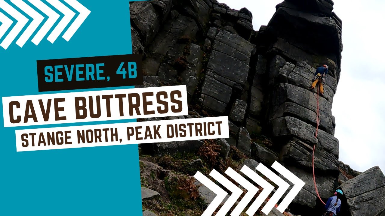 Trad climbing in Peak District Cave Buttress Severe 4b Stanage North tradclimbing 