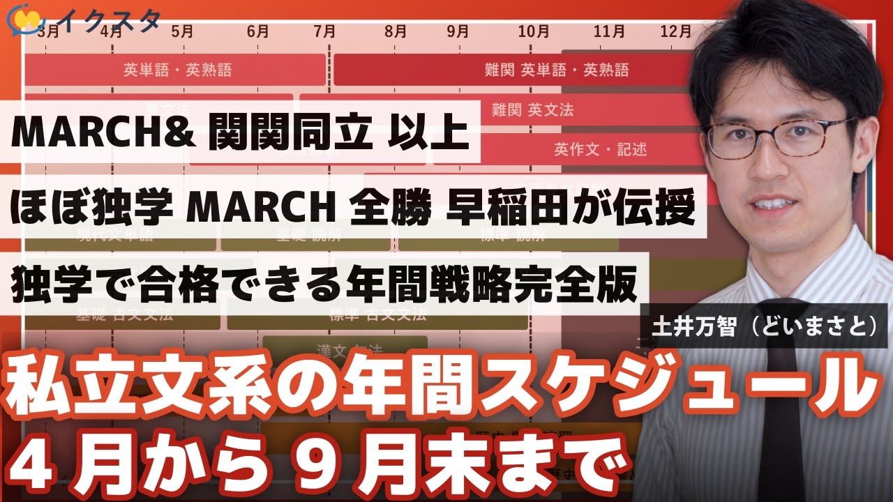 私立文系の勉強計画】4~9月の6ヶ月間スケジュール｜英国社の両立