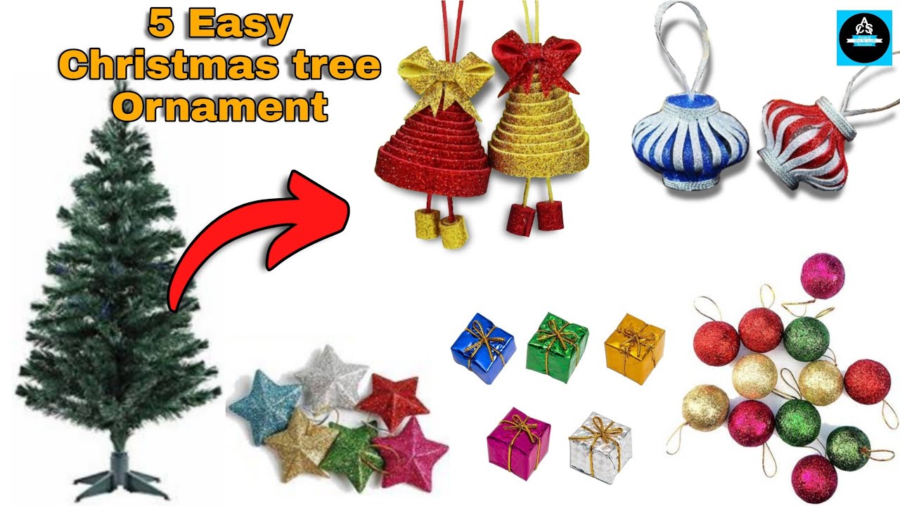 5 Easy Christmas tree Ornament Making/Christmas tree Decorations/Christmas Crafts YouTube