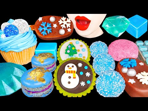ASMR <strong>BLUE</strong> DESSERTS 눈꽃 디저트 먹방 ICE CREAM, SNOW COOKIE, <strong>WINTER</strong> CAKE 아이스크림, 눈사람 쿠키 얼음 케이크 EATING MUKBANG