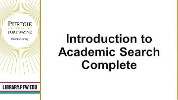 Introduction to Academic Search Complete