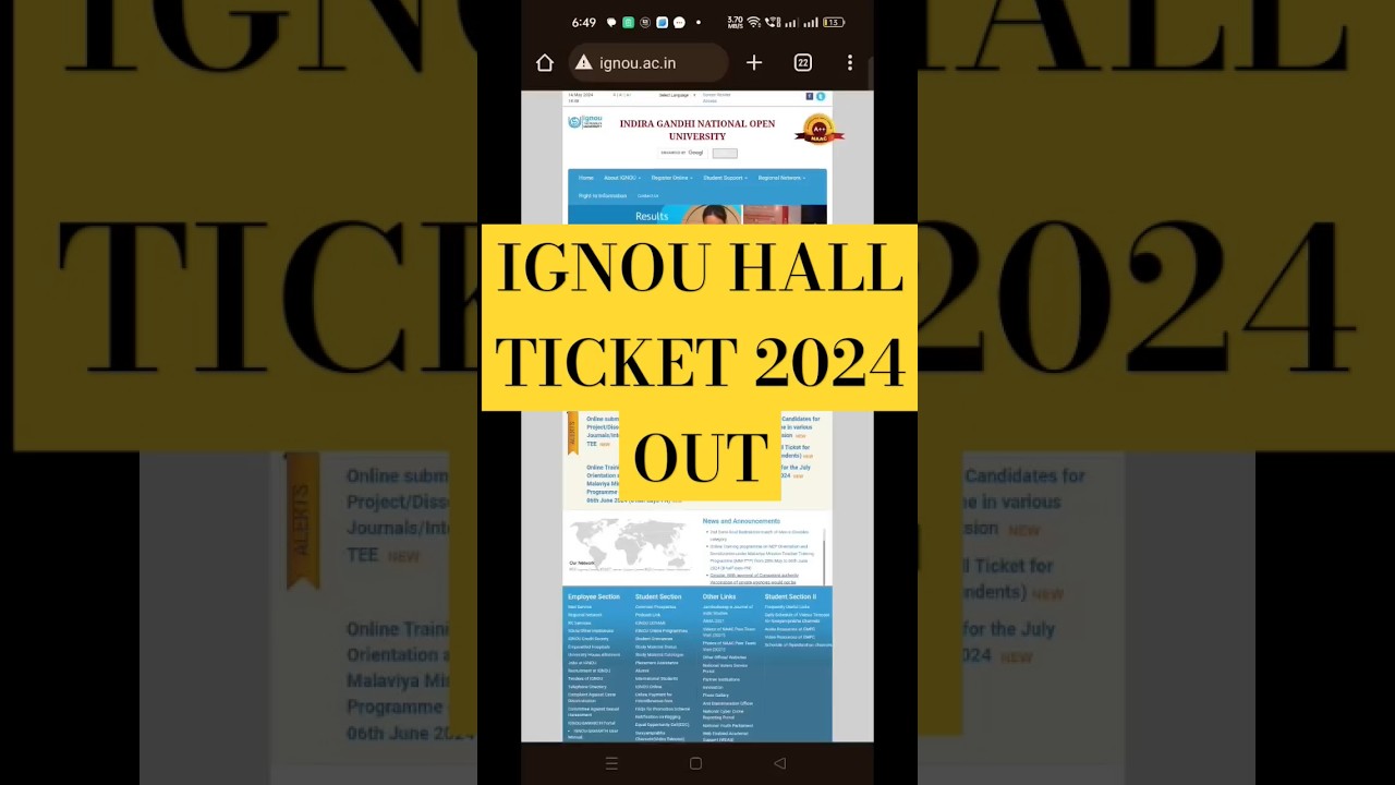 IGNOU Hall Ticket June 2024 Out | IGNOU Admit Card 2024 