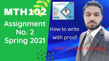 MTH102 Assignment 2 Solution spring 2021 Due Date 02 08 2021 VU by Harmain