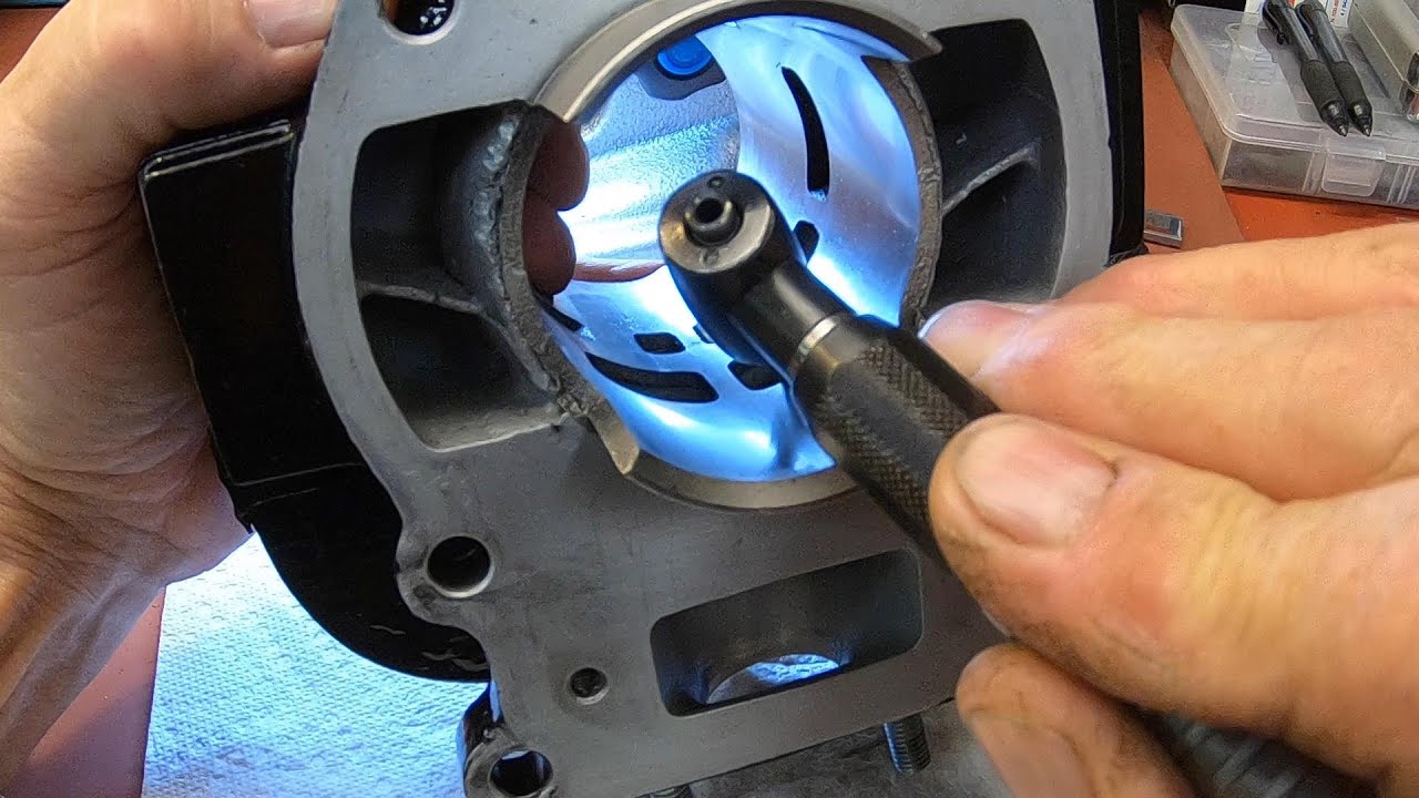 Honing and chamfering a two stroke motorcycle cylinder, TS 125 Suzuki YouTube