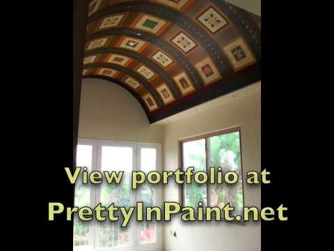 Gypsy Faux Painted Wood Mural on Ceiling by Pretty In Paint