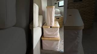 Found the perfect way to add storage behind my sofa at last.#rvfulltime