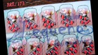 Adesivos Artesanais de Unhas e Passo a Passo one stroke
