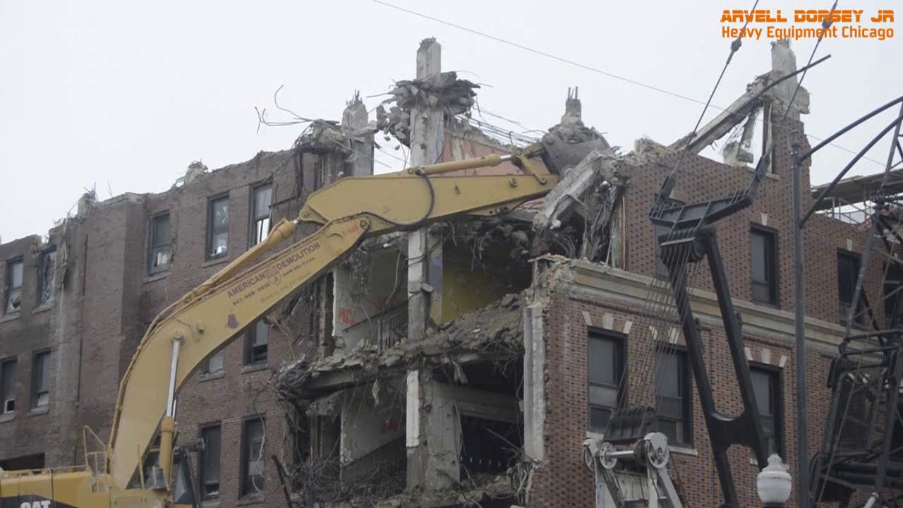 Caterpillar 365BL Demolishing Building (Full Video) [January 2017