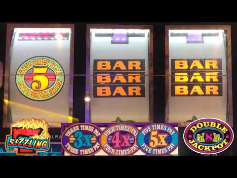BOOM! Super Old $5 Double Jackpot slot + 5 Times Pay Deluxe + Sizzling 7's + 3x4x5x Dollars slots!