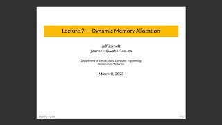 ECE 350 Lecture 7: Dynamic Memory Allocation