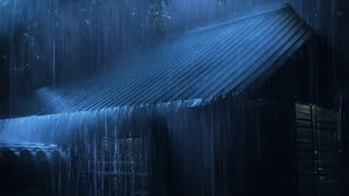 【大雨と雷の音・立体音響】夜の豪雨＆乱雷で3分以内に眠りにつくストレス解消- トタン・屋根のある場所で聞くきれいな雨の音！