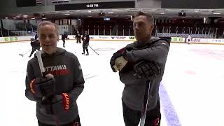 Hockey First, Then Work Stubb, Carney Show Off Their On-Ice Skills