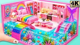 Make Amazing Barbie Mermaid House with Giant Swimming Pool, Rainbow Stairs & Pink Bedroom 🌈 DIY Mini
