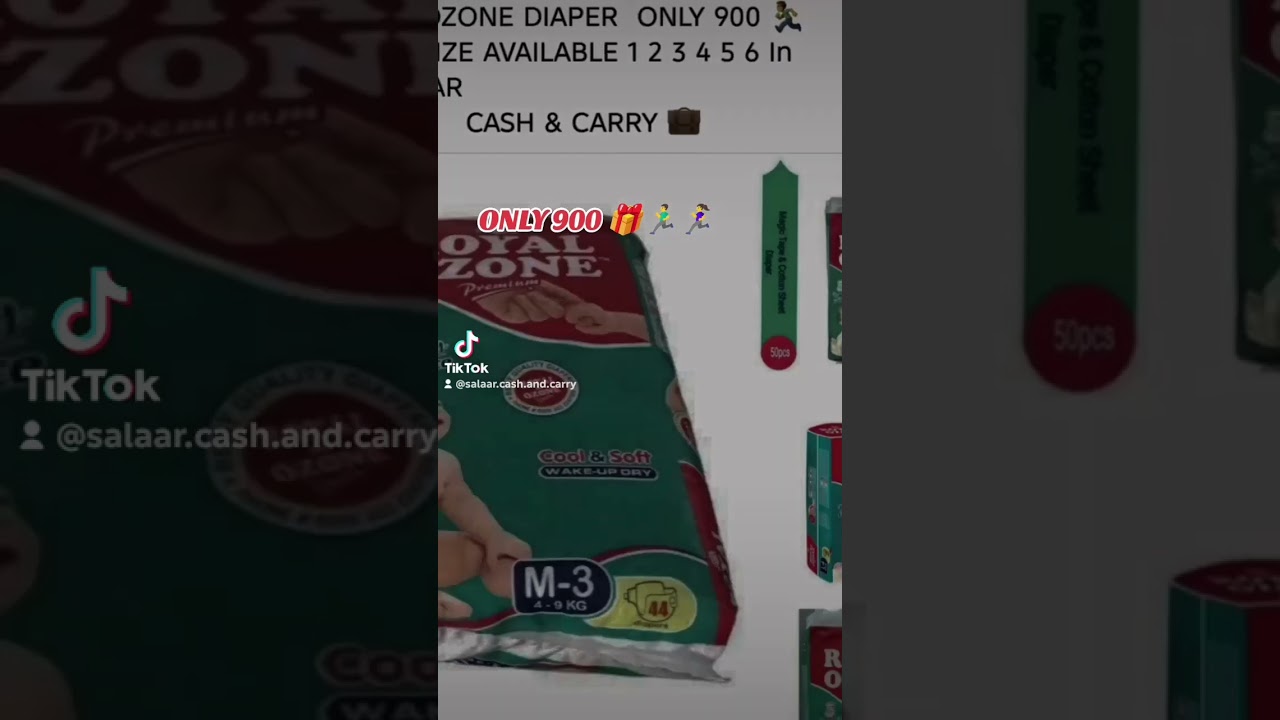 ROYAL OZONE DIAPER  ONLY 900 🏃‍♂️    ALL SIZE AVAILABLE 1 2 3 4 5 6 In    SALAAR    CASH & CARRY 💼