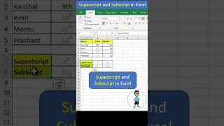Superscript and Subscript in excel #excel #exceltips #exceltutorial #msexcel #youtubeshorts #shorts