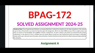 BPAG 172 SOLVED ASSIGNMENT 2024-25 / IGNOU BPAG 172 SOLVED ASSIGNMENT 2024-25 /PDF WTSP 8228091239
