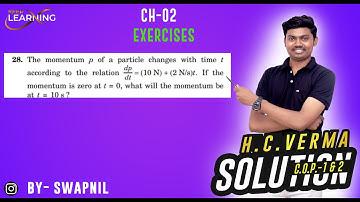 The momentum p of a particle changes with time taccording to the relation dpdt = (10 N) + (2 N/s)t.