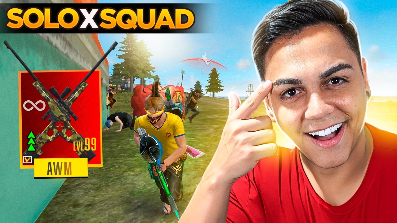 O PODER DE DUAS AWM MÁXIMIZADAS NÍVEL 99 SOLO VS SQUAD NO FREE FIRE