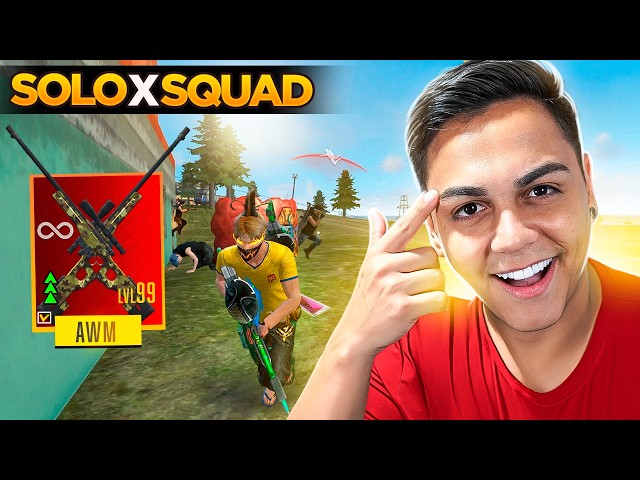 O PODER DE DUAS AWM MÁXIMIZADAS NÍVEL 99 SOLO VS SQUAD NO FREE FIRE