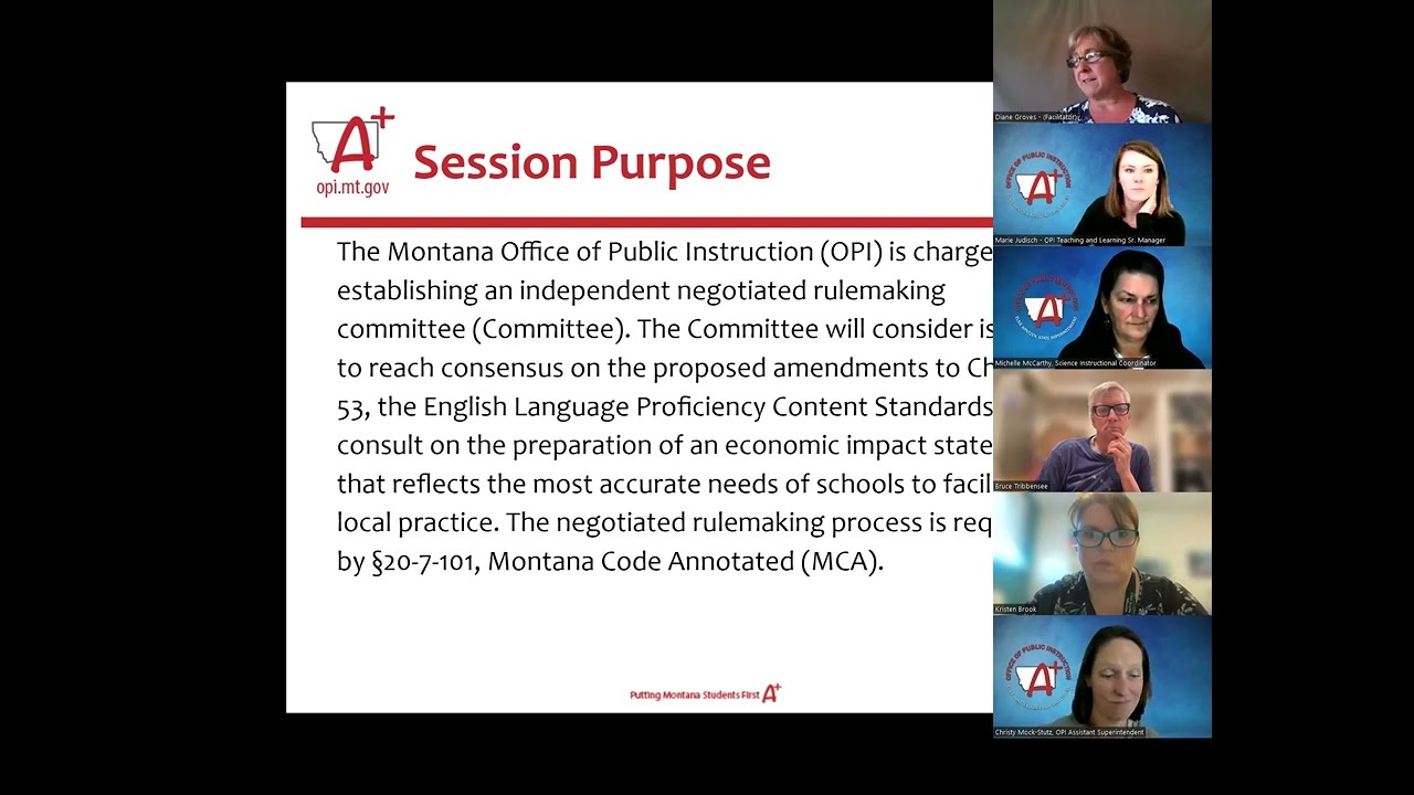Montana OPI   English Language Proficiency Negotiated Rulemaking Committee Session 1
