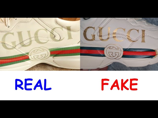 Gucci Rhyton sneakers real vs fake. How to spot fake Gucci shoes and  trainers 