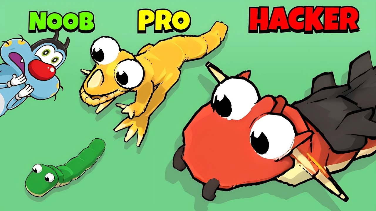 Noob Pro vs hacker Eat to evolve gameplay oggy with jack voice