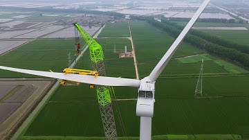 Cẩu bánh xích 800 tấn ZCC9800W của Zoomlion lắp đặt dự án điện gió