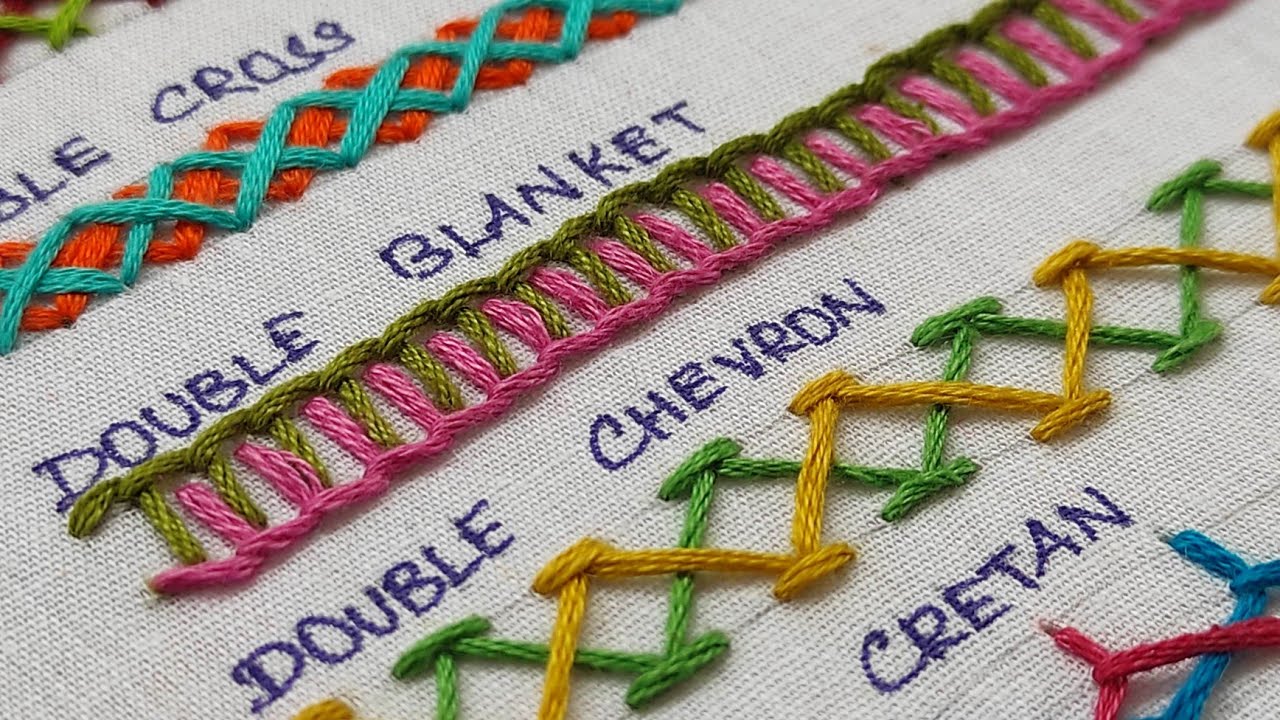 5 Basic Hand Embroidery Stitches Suitable for Border Designs/ Easy Hand Embroidery Border Designs