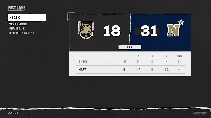 Army vs Navy College Football 25 week 16