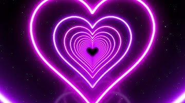 Best quality Purple and Pink Heart tunnel Background 💜 Neon Lights Loop Abstract Background 4 Hours