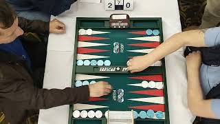 Backgammon. Чемпионат России. Пары, 2 тур. Шабанов/Крамаджян (синие) - Азизов/Аленин (белые)