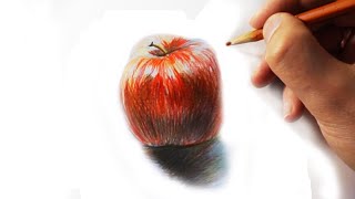 Как нарисовать яблоко цветными карандашами