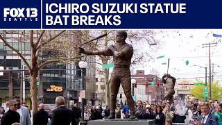 Seattle Mariners break Ichiro Suzuki's bat during statue unveiling | FOX 13 Seattle
