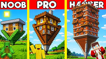 HOUSE UPSIDE DOWN Build battle In Minecraft - NOOB VS PRO CHALLENGE - Maizen Mizen Mazien Parody