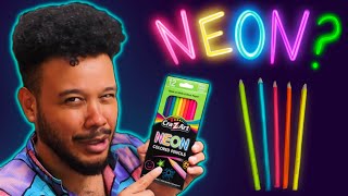 CHEAP NEON Colored Pencils?! Do They Glow? screenshot 5