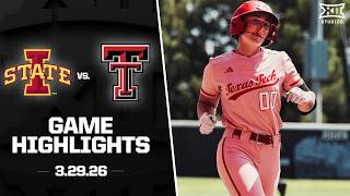 Iowa State vs. Texas Tech Highlights (3.29.26) | 2026 Big 12 Softball