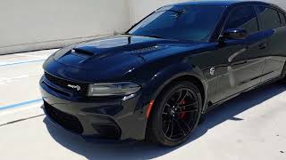 My 2021 Dodge Charger Hellcat Widebody in Pitch Black with Demonic Red WALK AROUND EXHAUST.