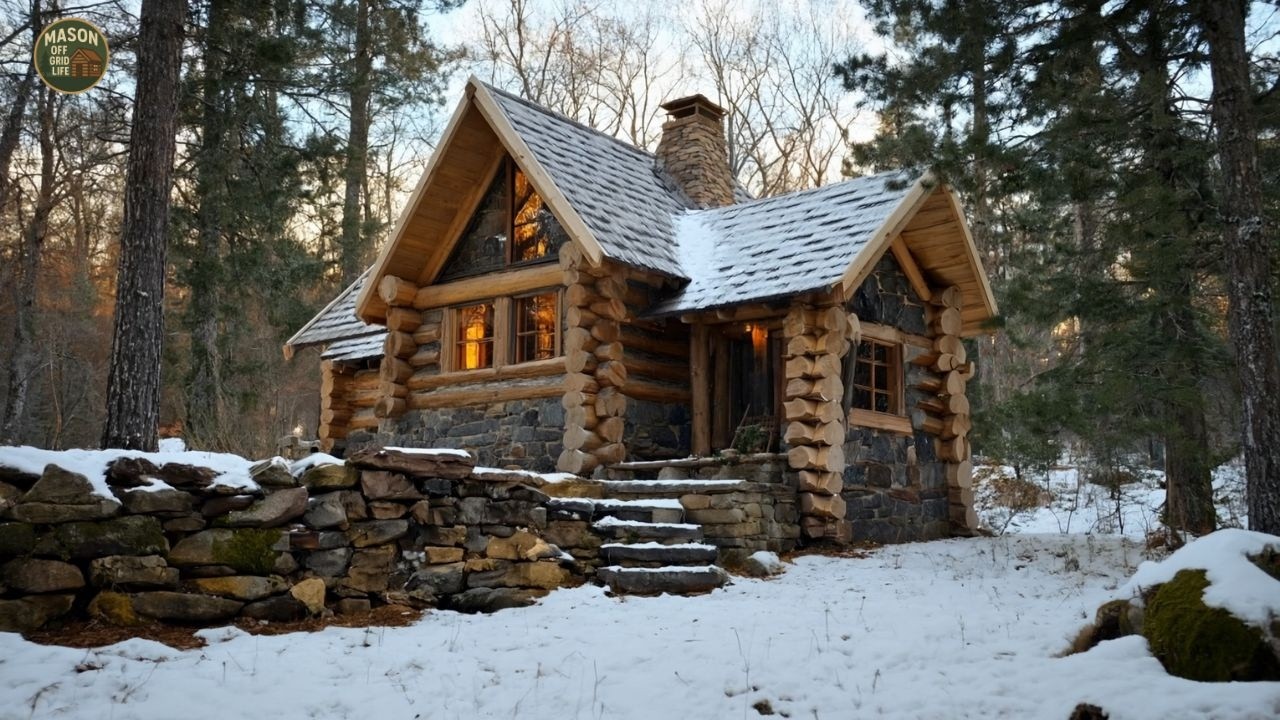 Building A Rustic Forest Home From Wood And Stone – Step By Step - YouTube