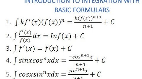 INTRODUCTION TO INTEGRATION  (BASIC FORMULAS)