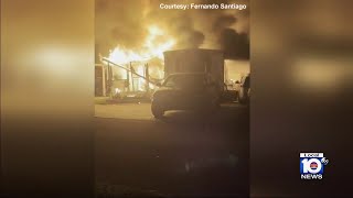 Homeowners suffer burns from mobile home fire