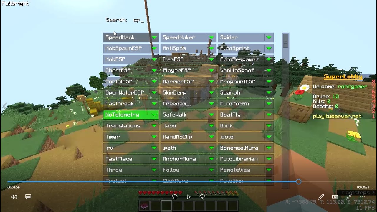 i am use hack on Minecraft smp/java/pe/mincraft/youtube - YouTube