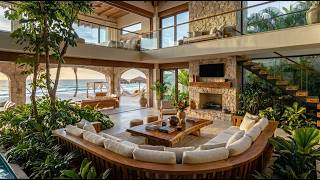 🌊 Summer Morning Jazz & Wave Sounds | Calm Beach House Ambience for Work & Stress Relief 🎷☕