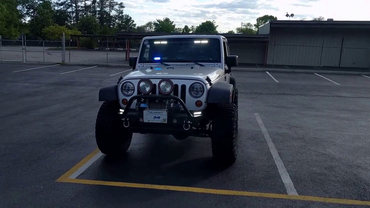 Emergency POV lighting on Jeep Wrangler JK Rubicon - YouTube