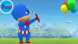 Baby Captain America Balloon Archery Game cartoon 3D animation for kids | Baby Avengers TV Show screenshot 5