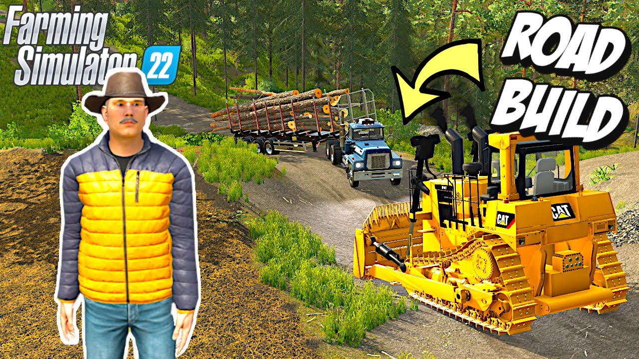 Building a Logging Road in Game with a Caterpillar | Farming Simulator 22