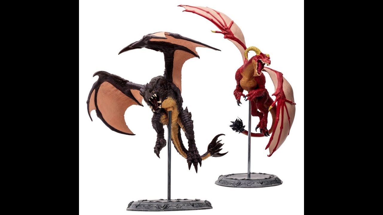 World of Warcraft Red Highland Drake and Black Proto-Drake 