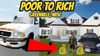 Greenville Wisc, Roblox l Poor to Rich RP *NEW CAR, JOB, HOUSE* GV