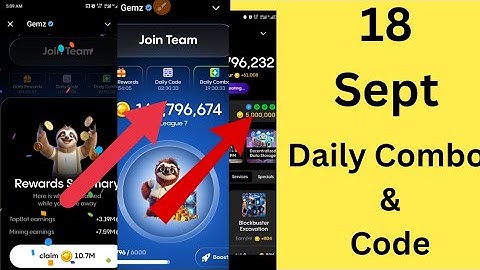 18th September GEMZ Daily Combo & Cipher Solution 18th September Today (5,000,000 Coins)