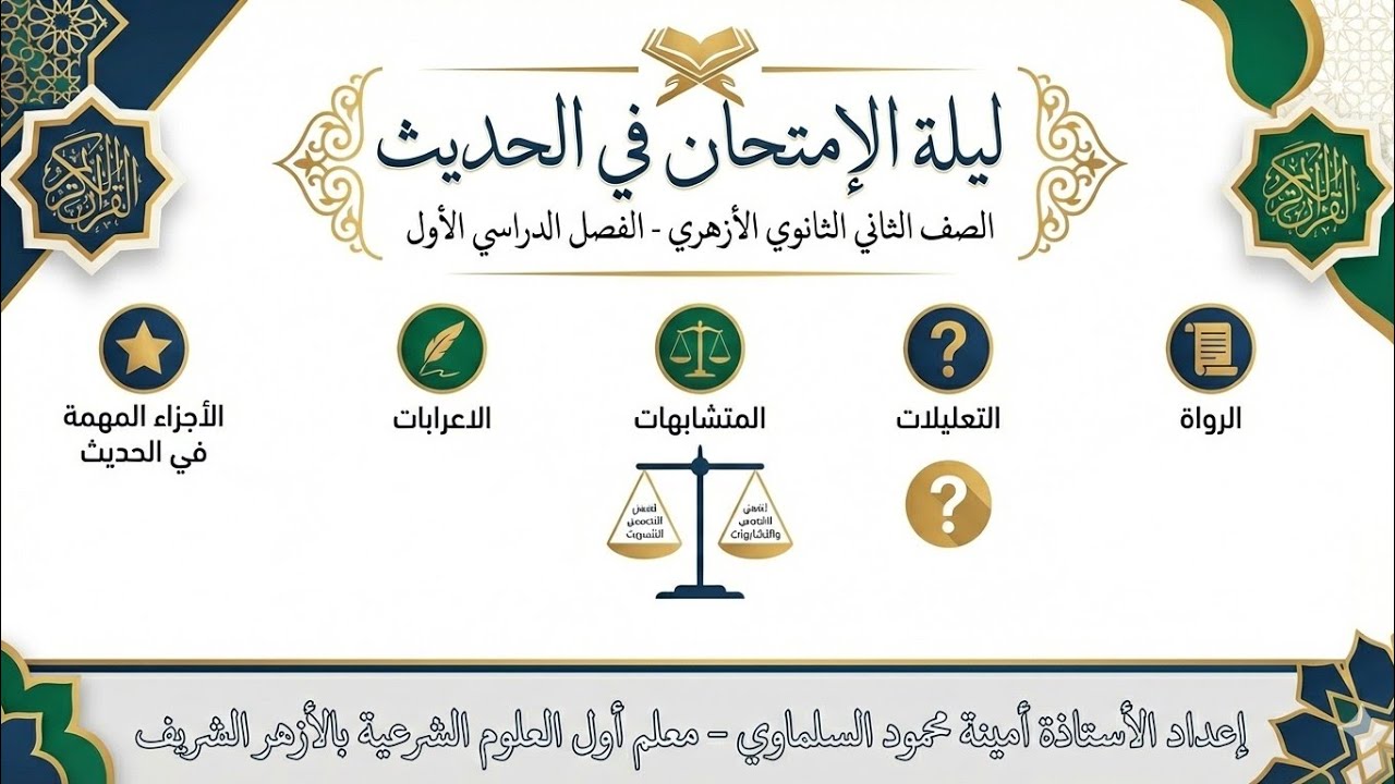 ليلة الامتحان (الحديث ٢ث ) ترم أول  ٢٠٢٦ أ/ أمينة محمود السلماوي 